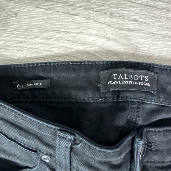 Talbots Flawless Five Pocket Slim Ankle Mid Rise Black Denim Jeans sz 6 - Picture 4 of 6